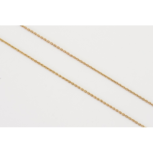 142 - A gold coloured 18ct Gold marked thin chain. Weight 3g.