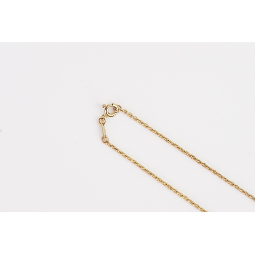 142 - A gold coloured 18ct Gold marked thin chain. Weight 3g.