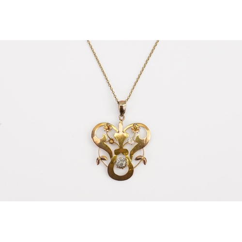 143 - A 14ct Gold chain, along with a 9ct Gold pendant.