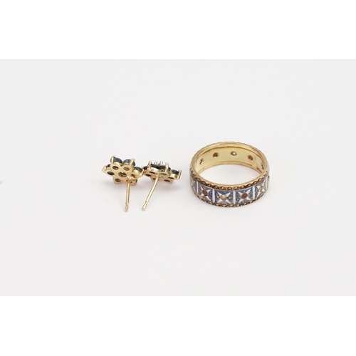 159 - A pair of 9ct Gold earrings, and a 9ct Gold ring. Weight 4.4g. Ring J.