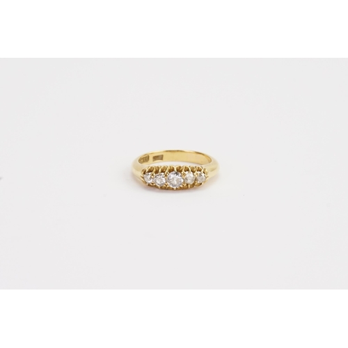 171 - A 18ct Gold CS & FS marked Diamond ring, set with 5 old cut Diamonds. Weight 4.9g. Size M. Largest d... 