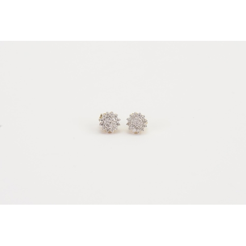 182 - A pair of 9ct Gold Diamond set cluster earrings. Weight 1g.