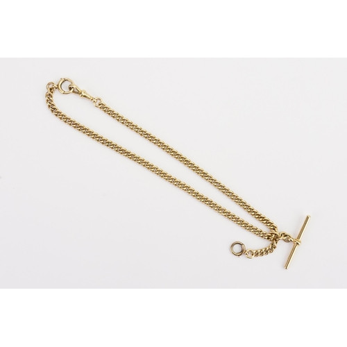 123 - An 18ct Gold Sheffield T Bar chain marked BC with a moveable T Bar. Length: 40cms. Weight: 61grams.