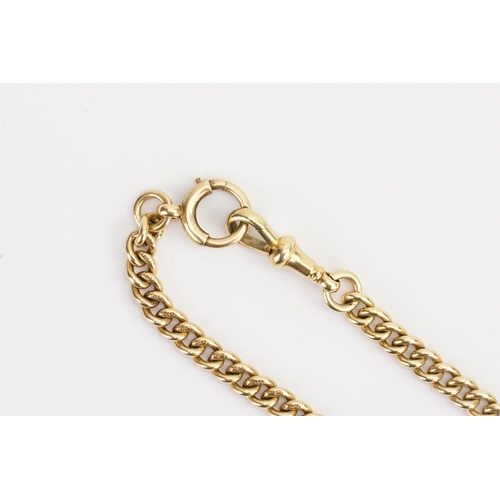 123 - An 18ct Gold Sheffield T Bar chain marked BC with a moveable T Bar. Length: 40cms. Weight: 61grams.