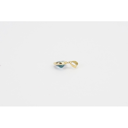 222 - A Blue Stone (Tests as Sapphire) Love Heart Pendant set in a Gold coloured setting. Weighing: 0.8 gr... 