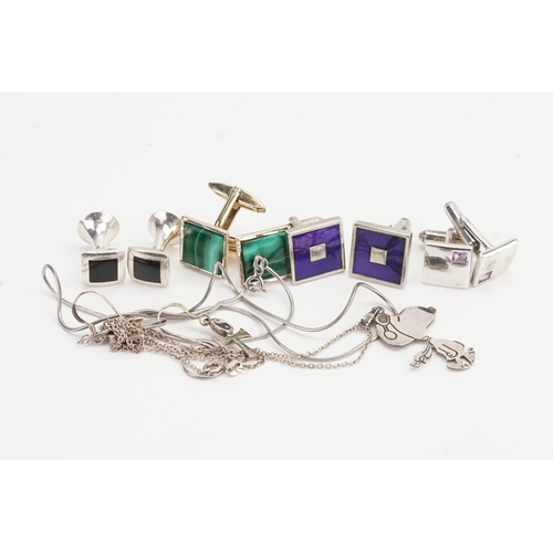 275 - A Pair of 1960s/1970s 925 marked Silver & Enamelled Designer Cufflinks along with other Cufflinks, e... 