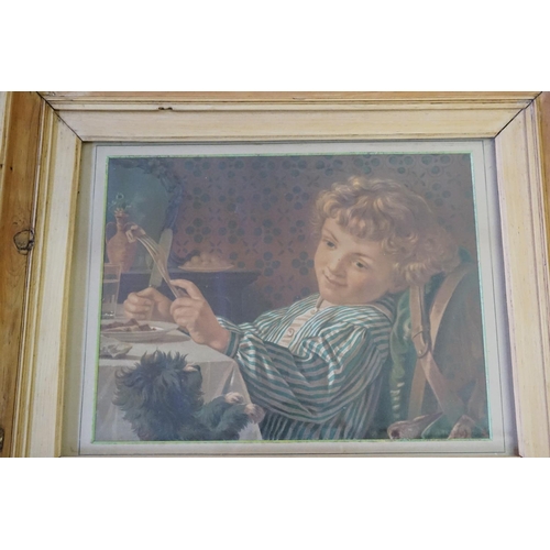 960 - A Pair of Victorian Chromolithographic prints of young children at the dining table.