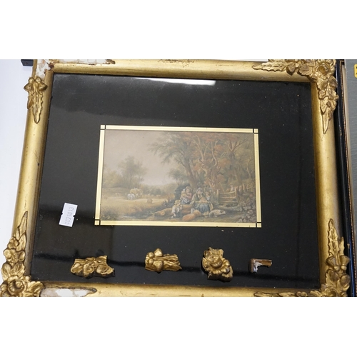 984 - A George Baxter Oil Needle Print with an interesting inscription to the Back and a Collection of Alk... 