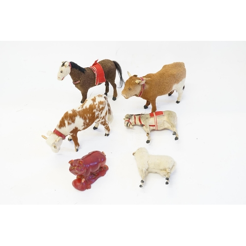 1104 - A Collection of 1930s/1940s Real Fur Covered Toy Animals.