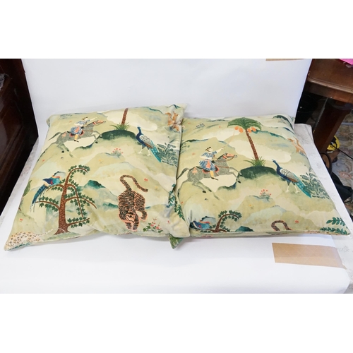 1026 - A Pair of Modern Over Stuffed Cushions decorated with Hunting Scenes.