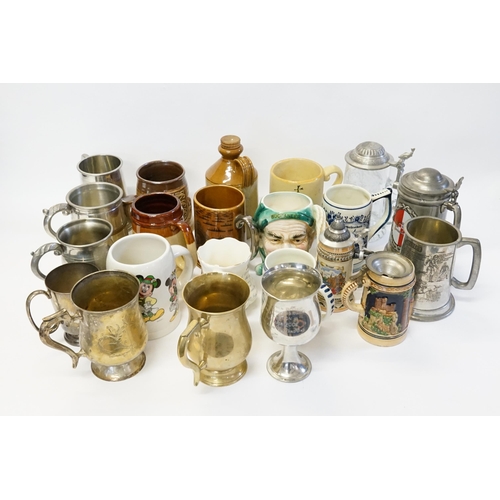 787 - A Collection of Pewter Mugs, Beer Steins, Tankards, etc.