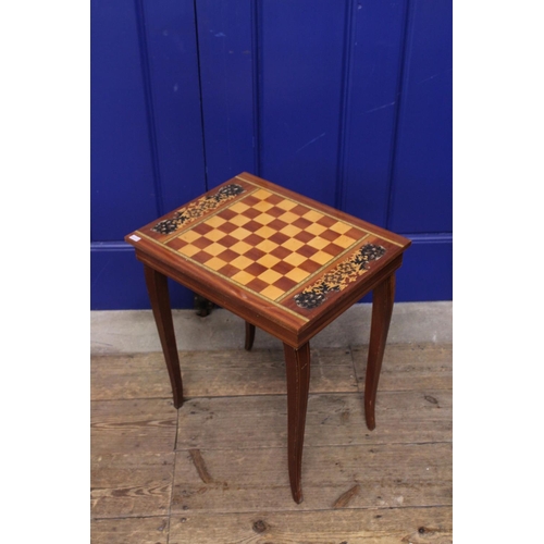 1105 - A 1960s/1970s Games Table in Mahogany containing Chess, Draughts, Playing Cards, etc. Measuring: 44c... 