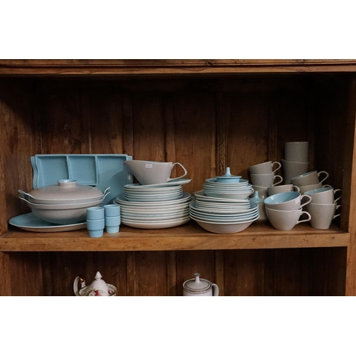 576 - A Large Collection of Vintage Poole Pottery China in Light Blue & Grey consisting of 2 x Tureens, La... 