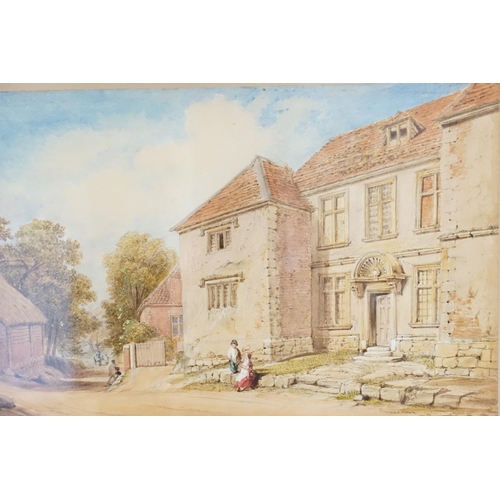 1016 - A Watercolour of Parsonage Lane, Market Labington, Wiltshire, dated 1850, by Owen B. Carter. Framed ... 