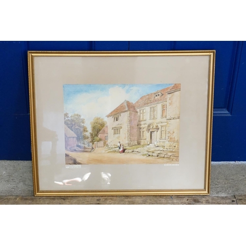 1016 - A Watercolour of Parsonage Lane, Market Labington, Wiltshire, dated 1850, by Owen B. Carter. Framed ... 