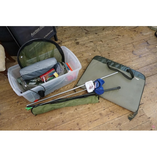 1077 - A Collection of Fishing Equipment to include Carp Fishing Tackle, Boxes, Weights, Landing Nets, Bag,... 