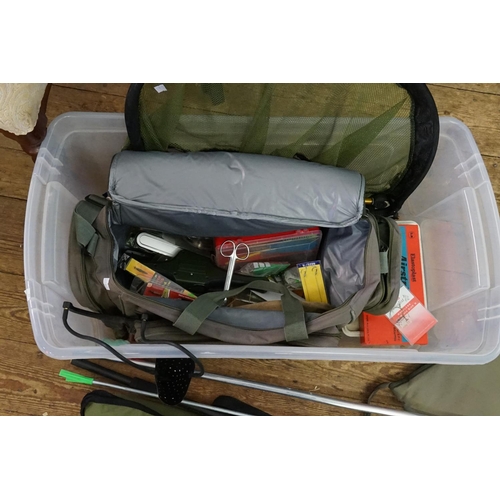 1077 - A Collection of Fishing Equipment to include Carp Fishing Tackle, Boxes, Weights, Landing Nets, Bag,... 