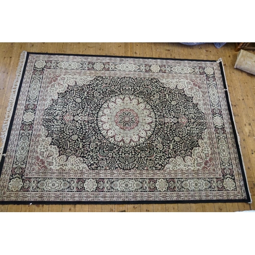 666 - A Blue & Cream Central Medallion Floral Bordered with Cream & Blue Gul decorated Rug. Measuring: 340... 