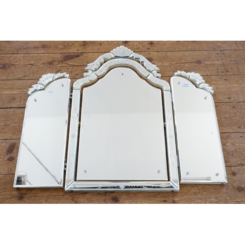 816 - A Swing Frame Triptych Dressing Table Mirror. Measuring: 93cms across x 80cms.