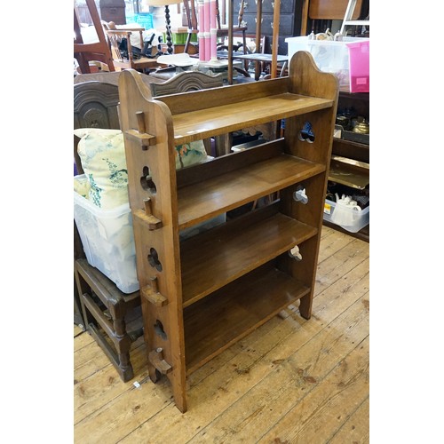 643 - An Arts & Crafts Pegged Side Bookcase in Oak. Measuring: 80cms across x 120cms high x 23cms deep.