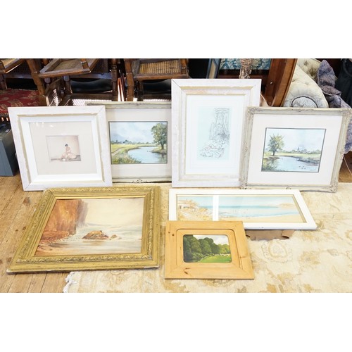 1014 - A Collection of Water Colour, Oil Paintings & Prints to include Russell Flint. Needs Viewing.