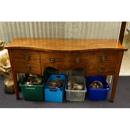 602 - An Adams Mahogany & Line Inlaid Shaped Front Sideboard fitted with Drawers & Cupboards. Measuring: 1... 