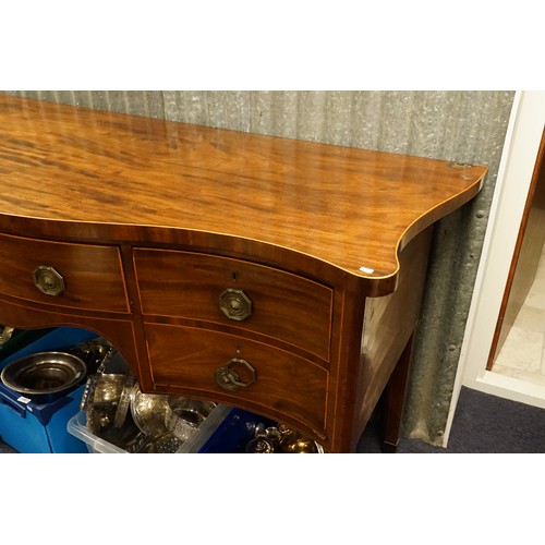 602 - An Adams Mahogany & Line Inlaid Shaped Front Sideboard fitted with Drawers & Cupboards. Measuring: 1... 