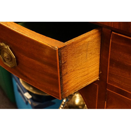 602 - An Adams Mahogany & Line Inlaid Shaped Front Sideboard fitted with Drawers & Cupboards. Measuring: 1... 