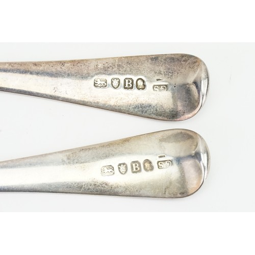 3 - Two Silver Old English Thread Edged Table Spoons. Weighing: 135 grams.