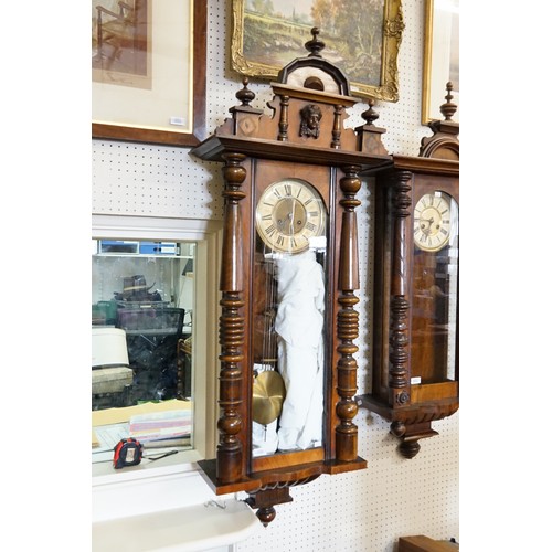 326 - A Vienna Regulator Wall Clock in a Walnut & Beech Case fitted with a White & Black Chaptering, Visib... 