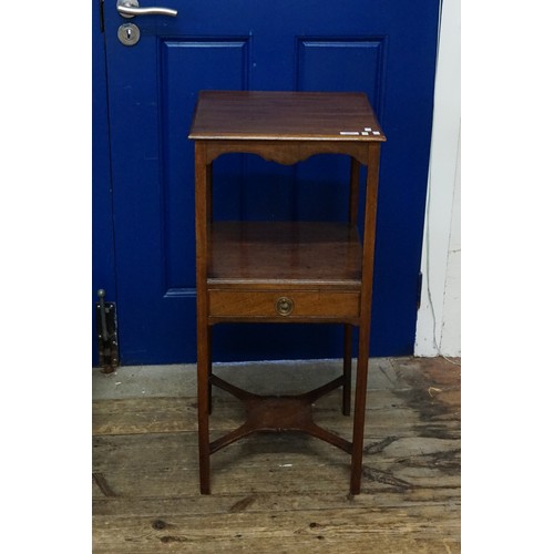 603 - A Georgian Mahogany Wash Stand resting on square legs & a fitted Drawer. Measuring: 38cms x 38cms x ... 