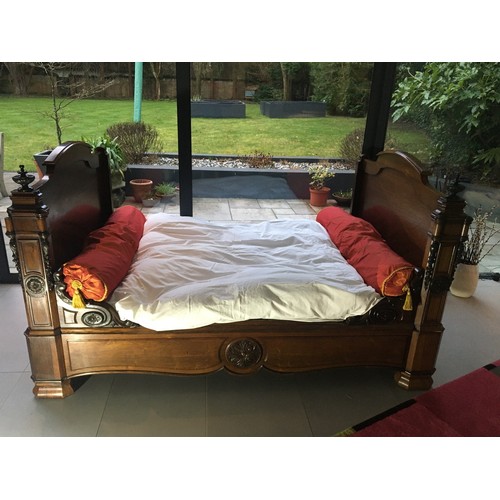 648 - A Napoleon III Carved Rosewood & Mahogany Directoire Bed with Side Panels & Base. Measuring: