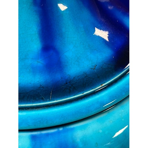 549 - A Metal Mounted Blue Runny Glazed 