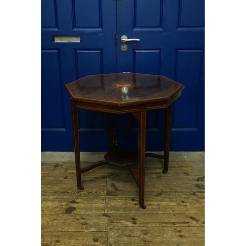 495 - A Late 19th Century Satinwood & Shell inlaid Hexagonal Topped Table with a Jardiniere Base resting o... 