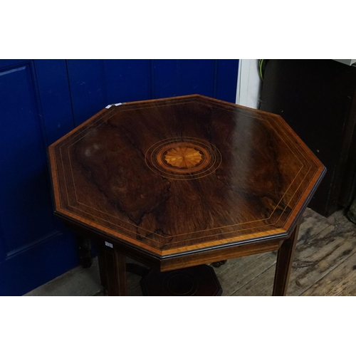 495 - A Late 19th Century Satinwood & Shell inlaid Hexagonal Topped Table with a Jardiniere Base resting o... 