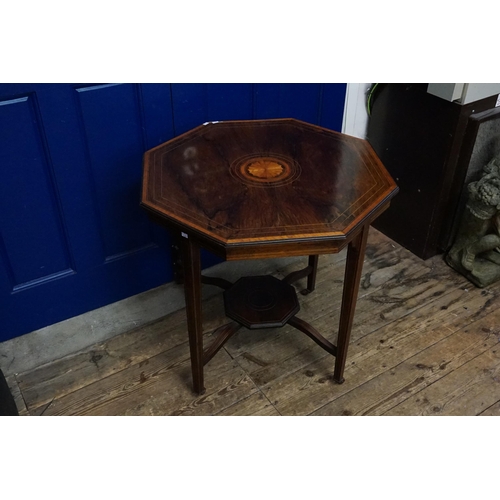 495 - A Late 19th Century Satinwood & Shell inlaid Hexagonal Topped Table with a Jardiniere Base resting o... 