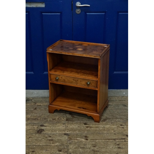 520 - A Reproduction Yew Wood veneered Side Cabinet fitted with a single Drawer & Open Shelf. Measuring: 5... 