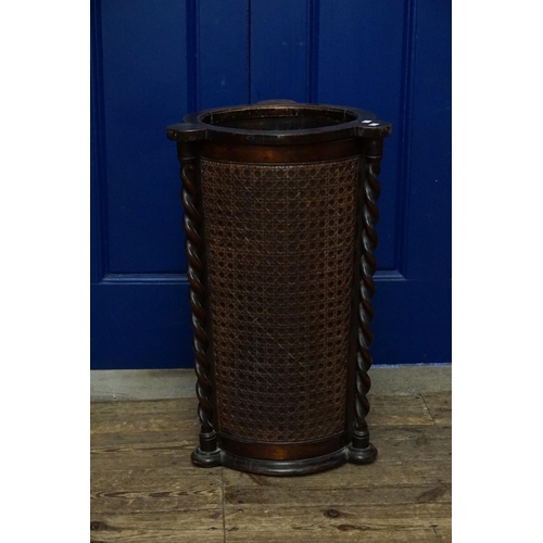 522 - An Edwardian Bergere & Barley Twist Umbrella Stand or circular Form. Measuring: 64cms High.