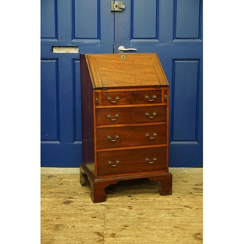 524 - A Ladies Mahogany Bureau with Brush & Slides, Four Graduated Drawers, Fitted interior & Brass Swan N... 