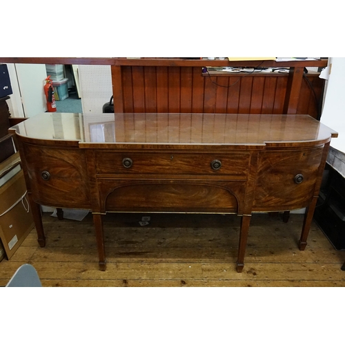 547 - A Large Georgian inlaid Bureau with Two Centre Drawers & Two Outer Bin Drawers, Brass Handles & a Pe... 