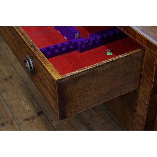 547 - A Large Georgian inlaid Bureau with Two Centre Drawers & Two Outer Bin Drawers, Brass Handles & a Pe... 