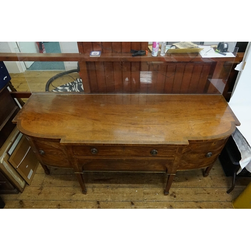 547 - A Large Georgian inlaid Bureau with Two Centre Drawers & Two Outer Bin Drawers, Brass Handles & a Pe... 