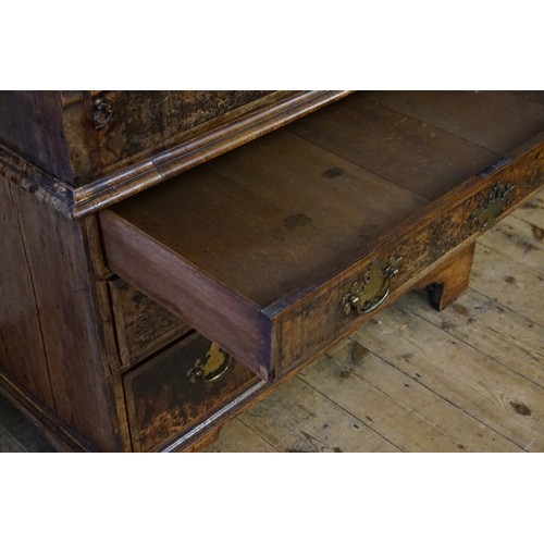 548 - An early 18th Century walnut feather banded and stained field maple bureau bookcase. Email from Bonh... 