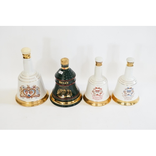 830 - A collection of Bell's Whisky Decanters to include an unopened Bell's Christmas 1995 decanter, along... 