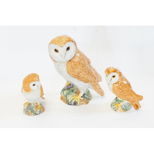 406 - Three Beswick Studies of Barn Owls, Numbers: 2026, 126 & 1048.