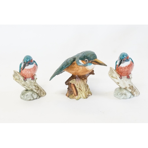 408 - A Beswick Kingfisher No: 2371 & two similar Bone China by R.J. Mack.