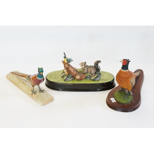 410 - A Beswick study of a Pheasant No: 1774, a Resin Study of a Pheasant & a Border Fine Arts Baby Squirr... 