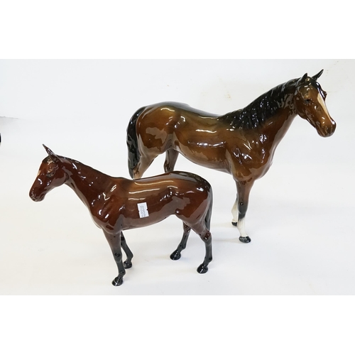 417 - A Large Beswick study of a Brown Horse with White Socks and one other Beswick with a White nose.