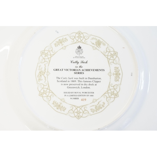 432 - A Royal Worcester Cutty Sark Plate Limited Edition 419/1000 along with Chasing Legends Plates.