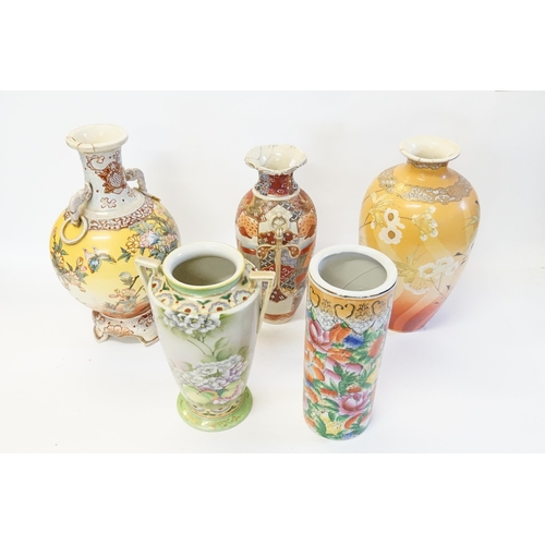 434 - An Art Nouveau Japanese Vase, a Nippon Vase along with three others.